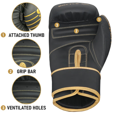 Boxing Gloves - Black & Gold